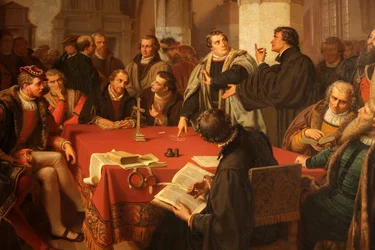 Diálogo religioso de August Noack no Castelo de Marburgo 1869 pormenor