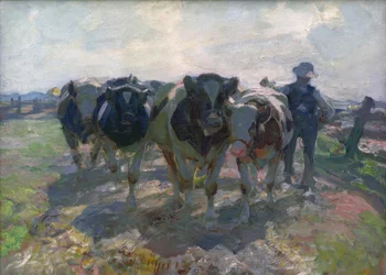 Agricultor com vacas