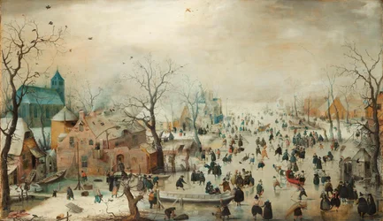 Alemão: Paisagem de inverno com patinadores Paisagem de inverno com patinadores