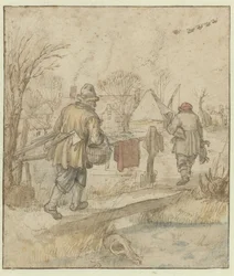 Regresso dos Caçadores de Patos / verso: Esboços de Navios e de um Homem em Vestuário de Inverno