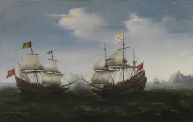 Combate naval contra uma costa rochosa, 1627