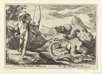 Apolo mata a serpente gigante Píton. As Metamorfoses de Ovídio (título da série)