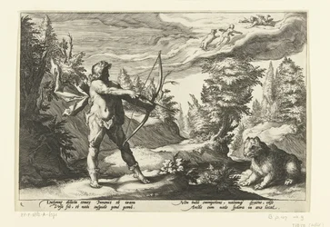 Arcas aponta a sua flecha para Callisto
Metamorfoses de Ovid (título da série)