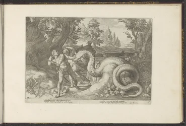 Companheiros de Cadmus devorados por um dragão
Metamorfoses de Ovid (título da série)
Recriações de P. Ovidius Naso (título da série)