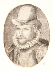 Retrato de um homem com chapéu, voltado para a esquerda