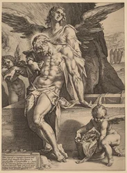 O corpo de Cristo amparado por anjos