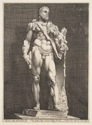 O imperador Cômodo como Hércules, de três estátuas antigas famosas em Roma