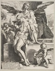 O corpo de Cristo sustentado por um anjo