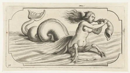 Uma figura feminina sopra sobre uma concha
Nouveau Livre des Dieux et Deeßes De la Marine Bouckje of Sea Gods and Goddesses (título da série)