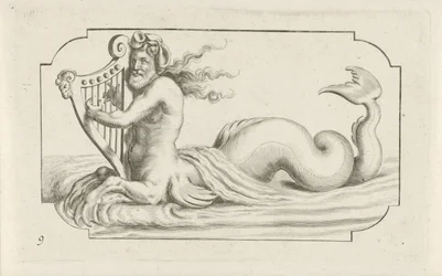 Tritão tocando uma harpa
Nouveau Livre des Dieux et Deeßes De la Marine Bouckje of Sea Gods and Goddesses (título da série)