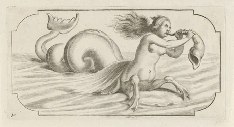 Figura feminina a soprar sobre uma concha
Nouveau Livre des Dieux et Deeßes De la Marine Bouckje of Sea Gods and Goddesses (título da série)