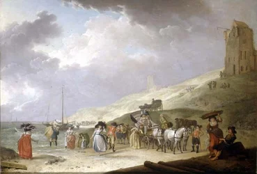 Empresa elegante na praia de Scheveningen, 1787