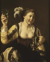 Uma garota segurando um copo, c.1620