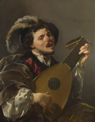 Holandês: Zingende lute spelen man Um homem a tocar alaúde