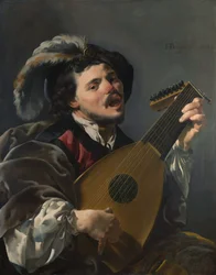 Holandês: Zingende lute spelen man Um homem a tocar alaúde