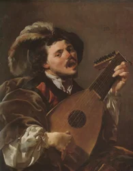 Holandês: Zingende lute spelen man Um homem a tocar alaúde