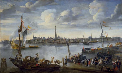 Vista das estradas de Antuérpia da Cisjordânia, pós 1672