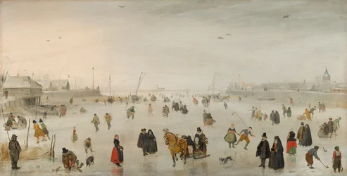 A Scene on the Ice, c.1625 (óleo no painel)
