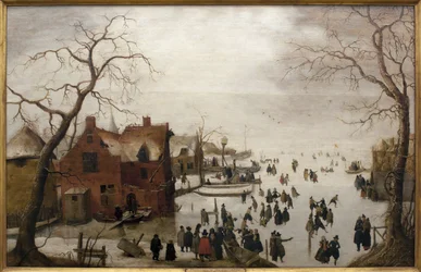 Cena de Inverno - Pintura de Hendrick Avercamp (1585-1634), óleo sobre madeira, cerca de 1620 (Cena de Inverno, de Hendrick Avercamp, óleo sobre painel, cerca de 1620) - Musee d