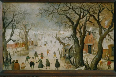Paisagem de inverno (pintura sobre madeira de carvalho)