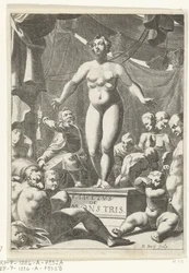 Mulher nua com cinco seios. Página de título para Fortunius Licetus, De Monstris, Amesterdão 1665