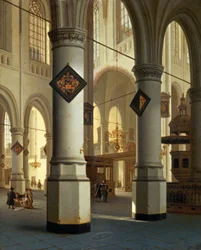 Vista do Die Oudekerk (igreja antiga) em Delft (Pintura)