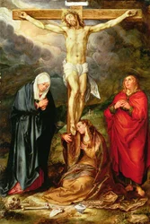 Cristo na Cruz, com Maria, São João e a Madalena, c.1600 (óleo sobre cobre)