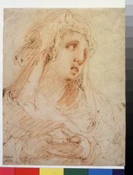 Retrato de uma mulher (Marie Madeleine) (desenho a tinta)