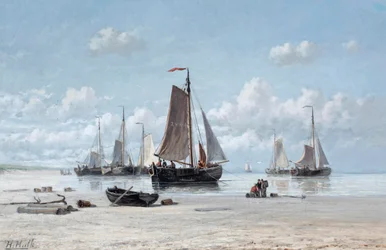 Navios de pesca na praia, Zandvoort (óleo sobre tela)