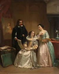 Gerard van Honthorst mostrando os Desenhos da sua Aluna Louise da Boémia a Amalia van Solms