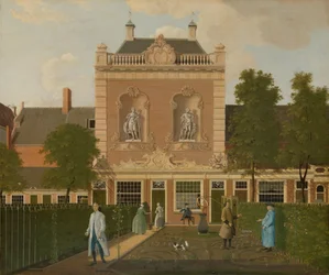 O jardim e cocheira de 524 Keizersgracht em Amsterdã O jardim e cocheira de Keizersgracht 524 em Amsterdã