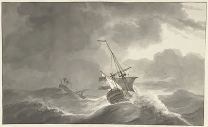 Dois navios no mar em tempestade