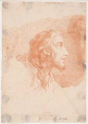Cabeça de homem com barba e cabelo comprido (Cristo)