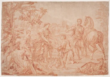 Rômulo e Remo (Lívio 1, 4). Studie depois de Carlo Marattis maleri i Sanssouci, Potsdam (udf. 1692 para Niccolo Maria Pallavicini)