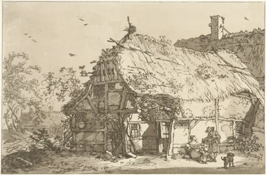 Boerderij met een gezin op het erf
Doze desenhos calculados para a utilização daqueles que estão a aprender a desenhar a paisagem (título da série)
