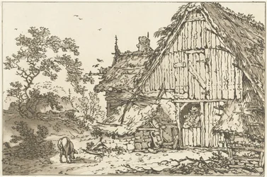 Boerderij conheceu twee mensen em deuropening Doze desenhos calculados para uso de quem está aprendendo a desenhar paisagem (título da série)