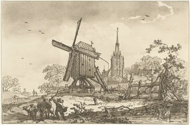 Landschap met een windmolen en een kerk
Doze desenhos calculados para a utilização daqueles que estão a aprender a desenhar a paisagem (título da série)