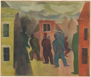 Cena de rua com figuras