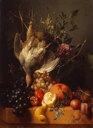 Natureza morta com caça e fruta (óleo sobre tela)