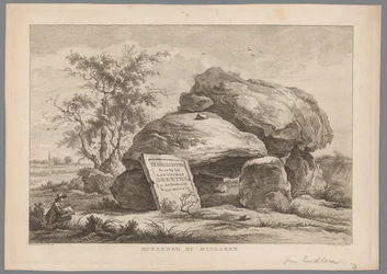 Dolmen perto da aldeia de Midlaren Hunnebed por Midlaren (título no objeto) Nove rostos em Drenthe (título da série) IX Faces dentro e perto da paisagem de Drenthe (título da série no objeto)