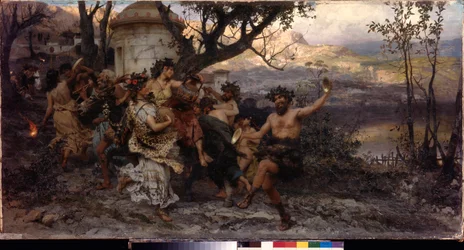 Bacchanal. Pintura de Henryk Siemiradzki (1843-1902), óleo sobre tela, ca. 1890. Arte polaca