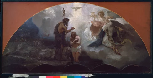 O Baptismo de Cristo (por São João Baptista, sob o olhar dos anjos celestes e do Espírito Santo das pombais). Trabalho de Henryk Siemiradzki (1843-1902), óleo a bordo