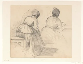 Dois estudos de uma mulher sentada, vista de trás