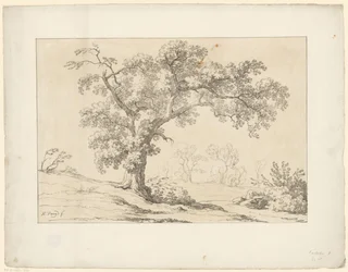 árvore na paisagem Tentamina Lithographica (título da série) Paisagens italianas (título da série)