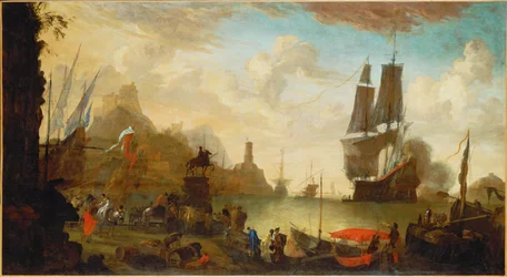 Vista de um porto italiano (pintura sobre tela)