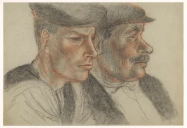 Retrato de dois homens desconhecidos com bonés