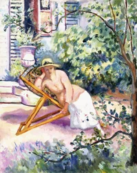 Jeanne no Jardim em Neuilly