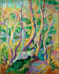 Mulher num bosque (óleo sobre tela)