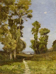 A estrada que conduz ao lago (óleo sobre tela)