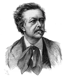 Retrato de Emile Gigault de La Bedolliere (1812-1883) escritor, jornalista e tradutor francês - gravura após o desenho de Henri Meyer
